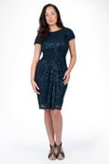 Red Carpet Sequin Cocktail Dress in Navy