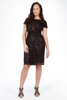 Red Carpet Sequin Cocktail Dress in Umber