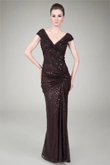 Off Shoulder Sequin Gown in Umber