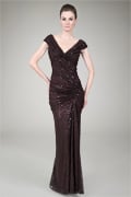 Off Shoulder Sequin Gown in Umber