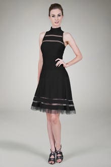 Cutout Jersey Halter Cocktail Dress in Black