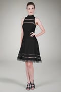 Cutout Jersey Halter Cocktail Dress in Black