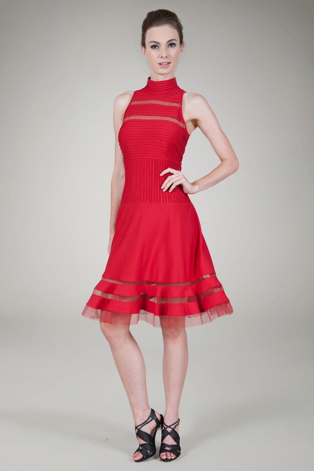 Cutout Jersey Halter Cocktail Dress in Peppermint