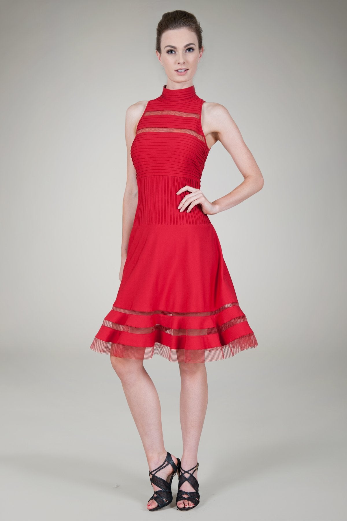 Cutout Jersey Halter Cocktail Dress in Peppermint