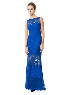 Pintuck Jersey Boatneck Gown in Marina