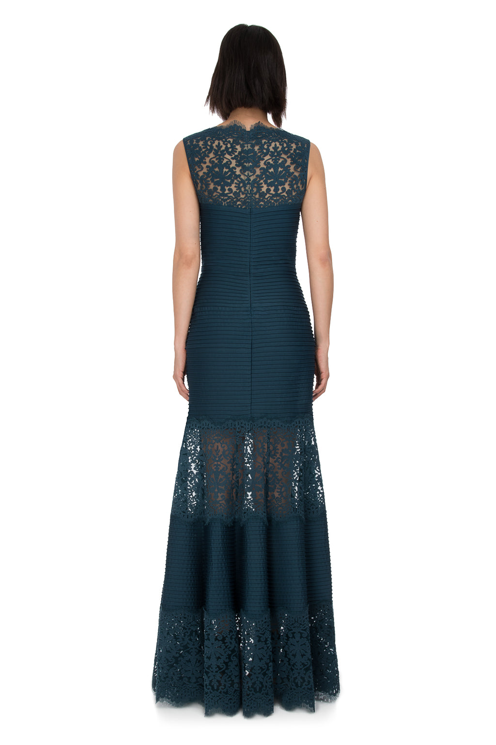Tadashi Shoji - Pintuck Jersey Boatneck Gown