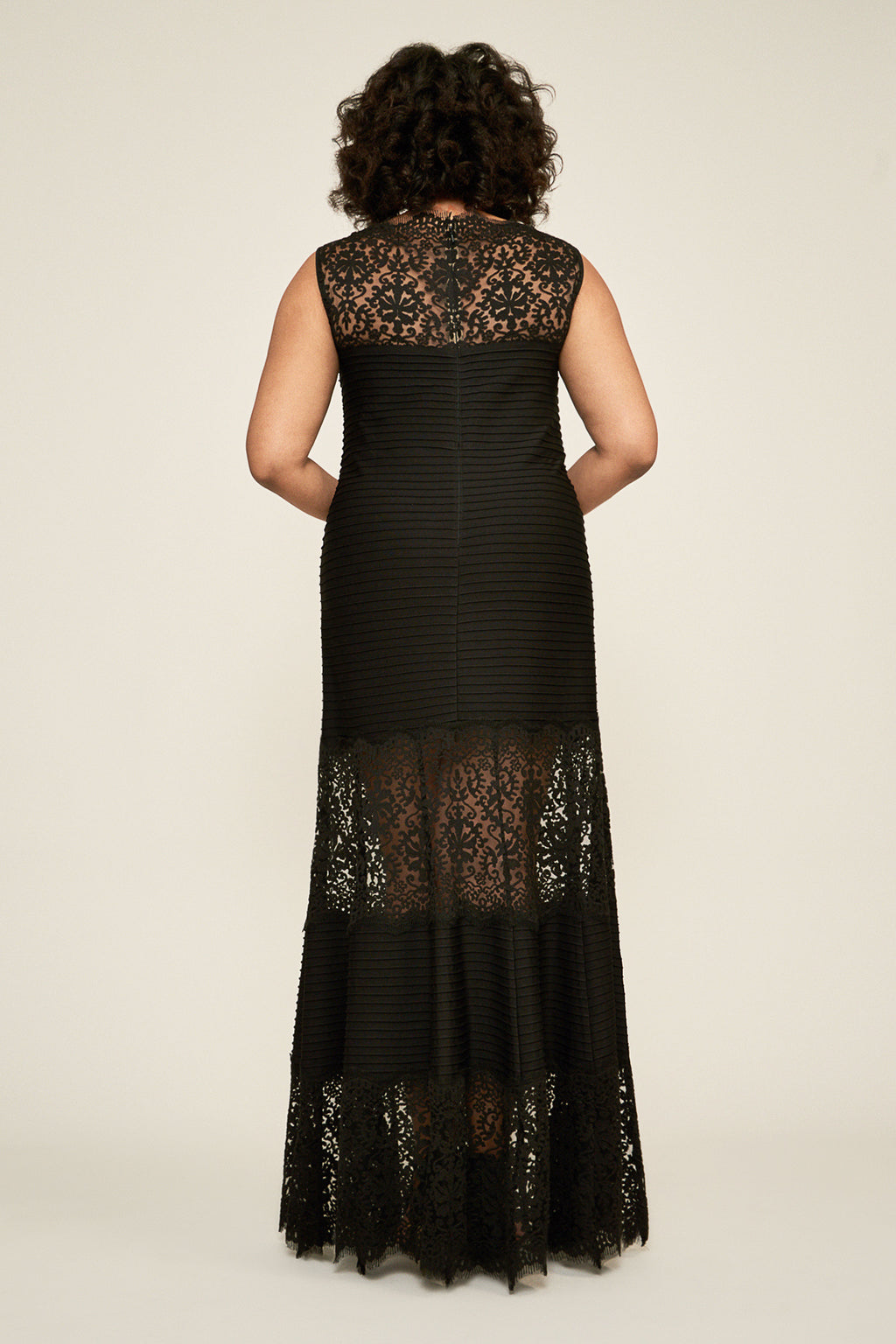 Tadashi Shoji - Pintuck Jersey Boatneck Gown - PLUS SIZE