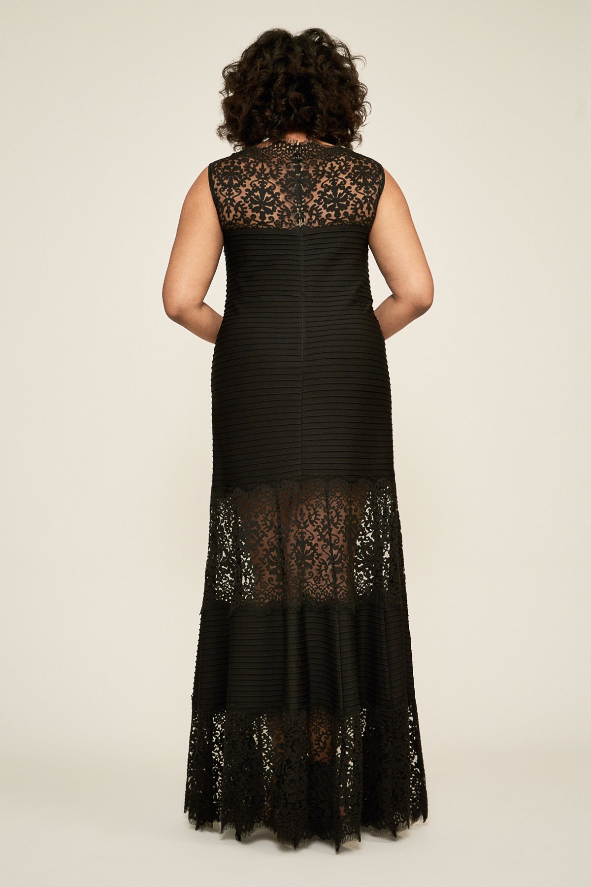 Tadashi Shoji - Pintuck Jersey Boatneck Gown - PLUS SIZE
