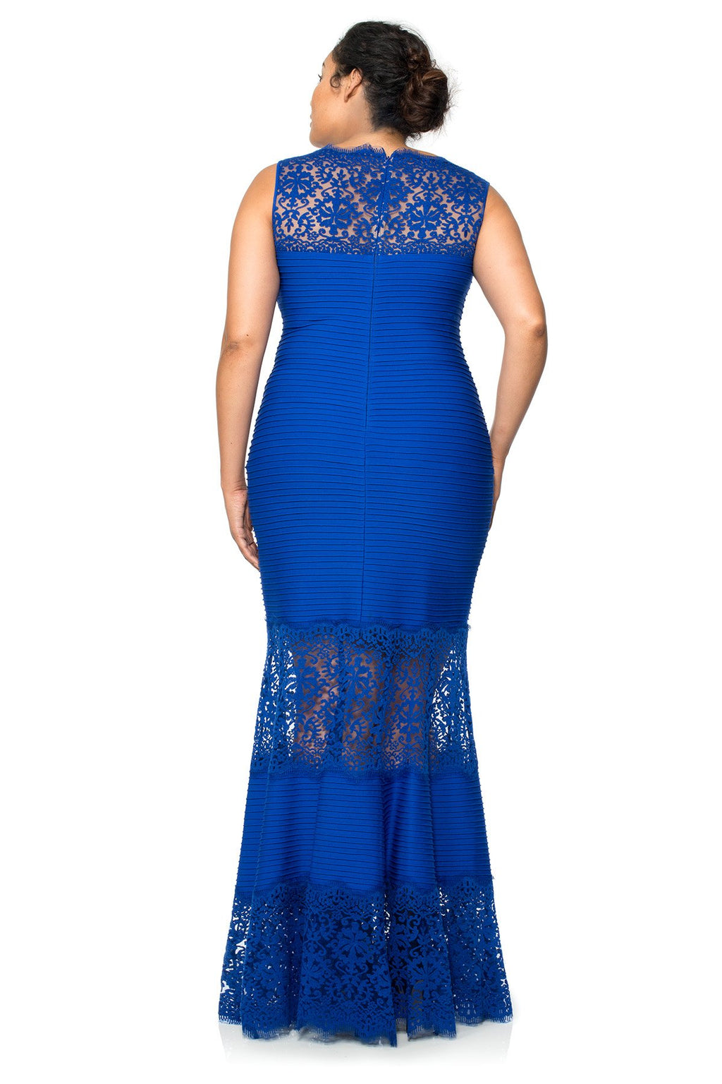 Tadashi Shoji Plus Size - Pintuck Jersey Boatneck Gown