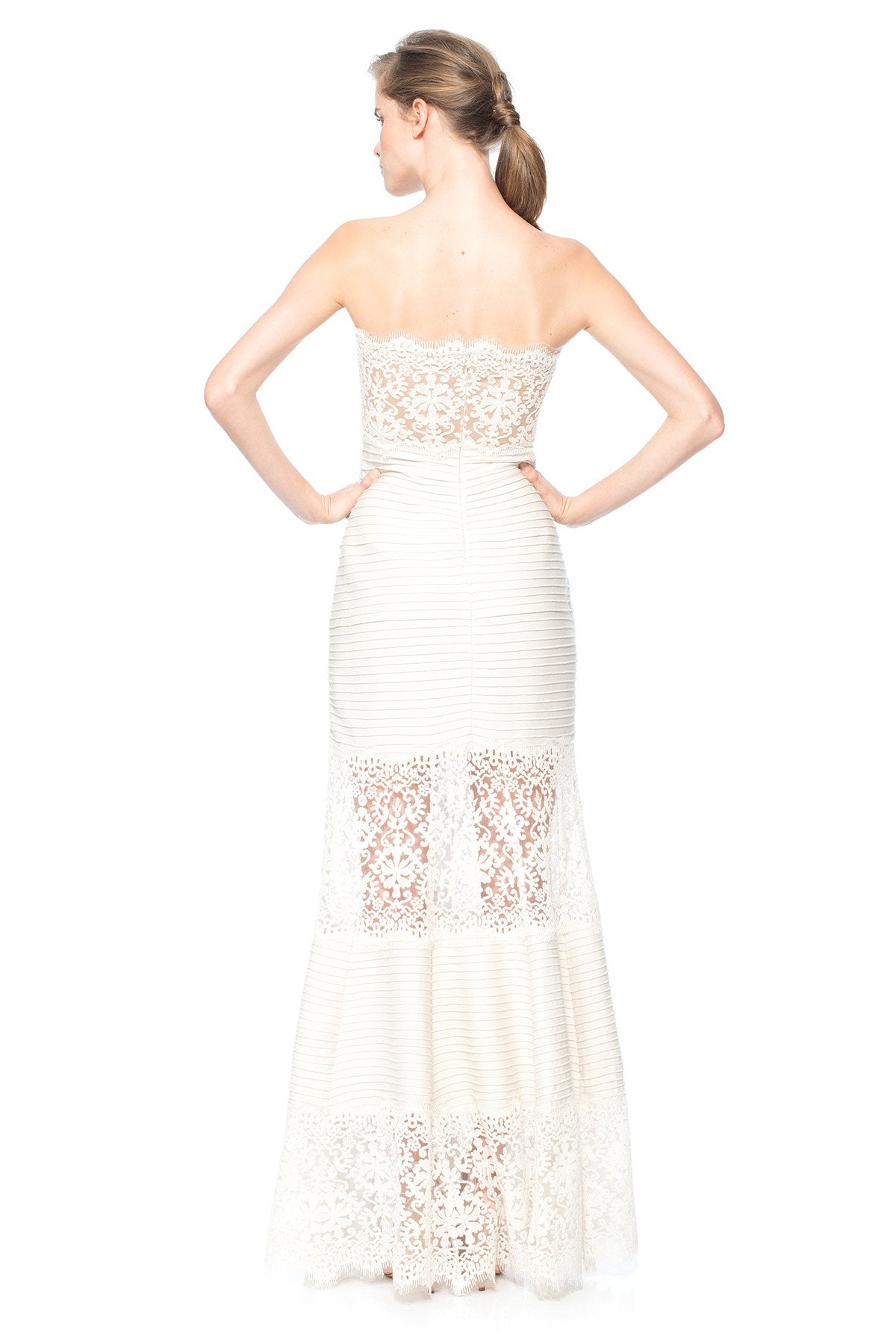 Pintuck Jersey Strapless Gown