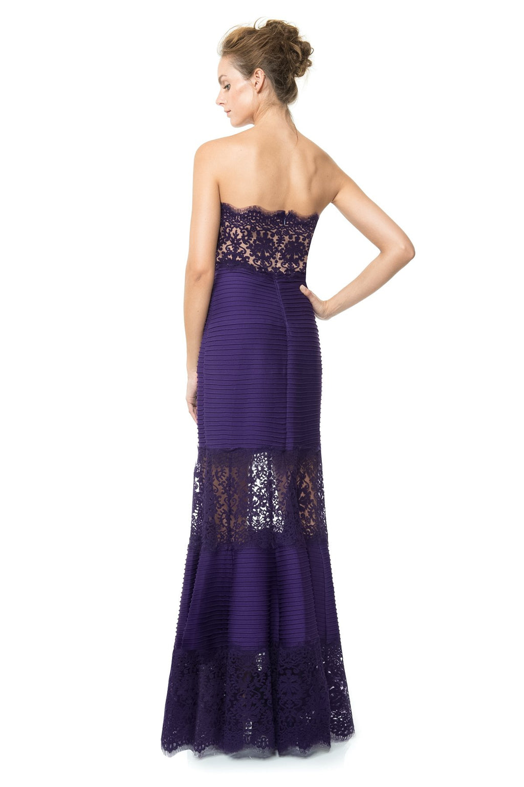 Pintuck Jersey Strapless Gown