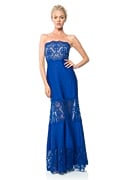 Pintuck Jersey Strapless Gown