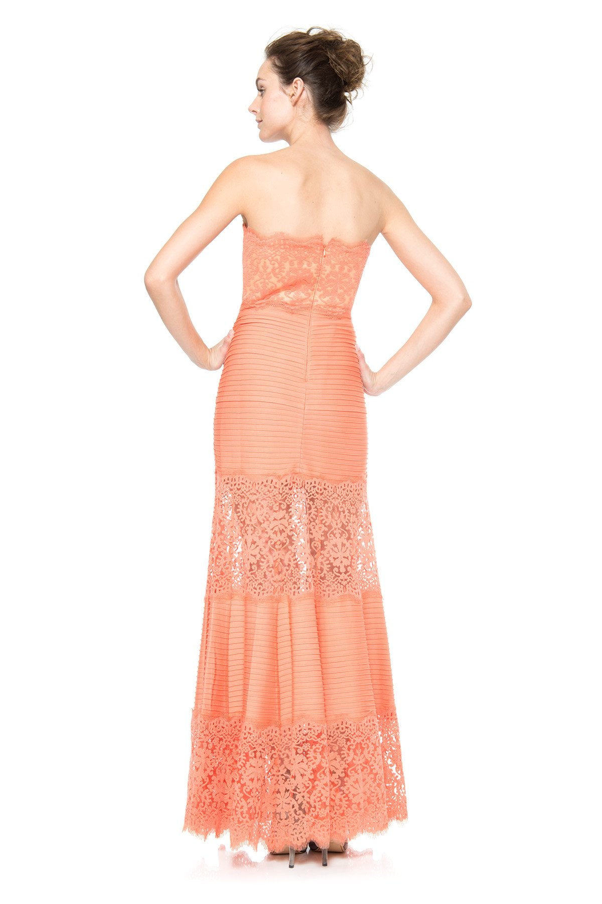 Pintuck Jersey Strapless Gown