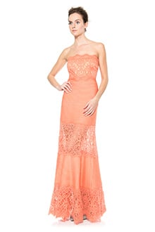 Pintuck Jersey Strapless Gown