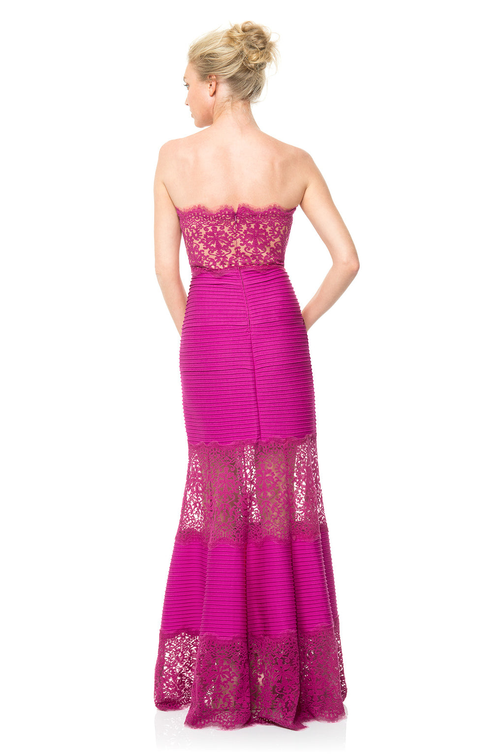 Pintuck Jersey Strapless Gown
