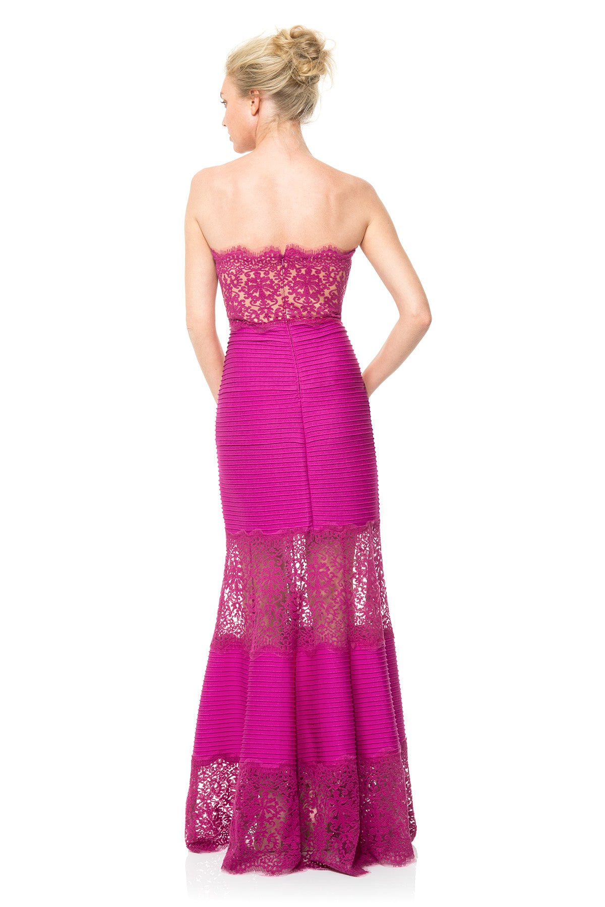 Pintuck Jersey Strapless Gown