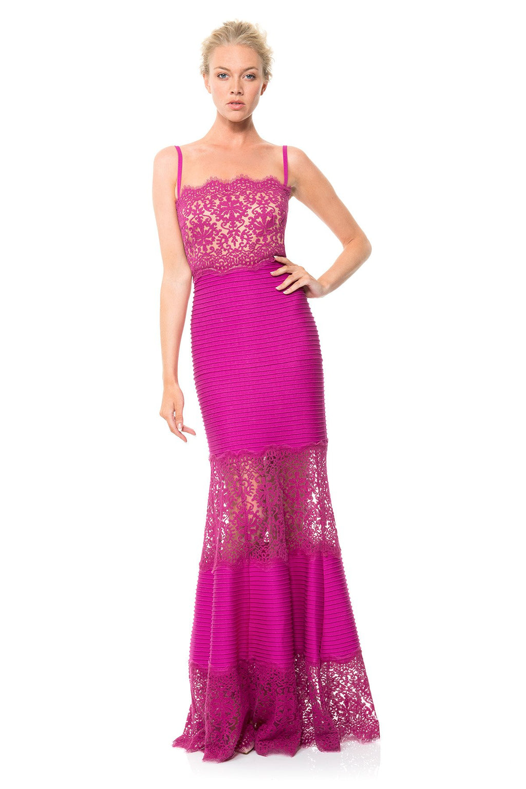 Pintuck Jersey Strapless Gown