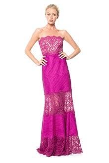 Pintuck Jersey Strapless Gown