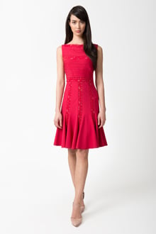 Pintuck Jersey and Lace Dress in French Rose