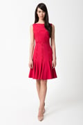 Pintuck Jersey and Lace Dress in French Rose