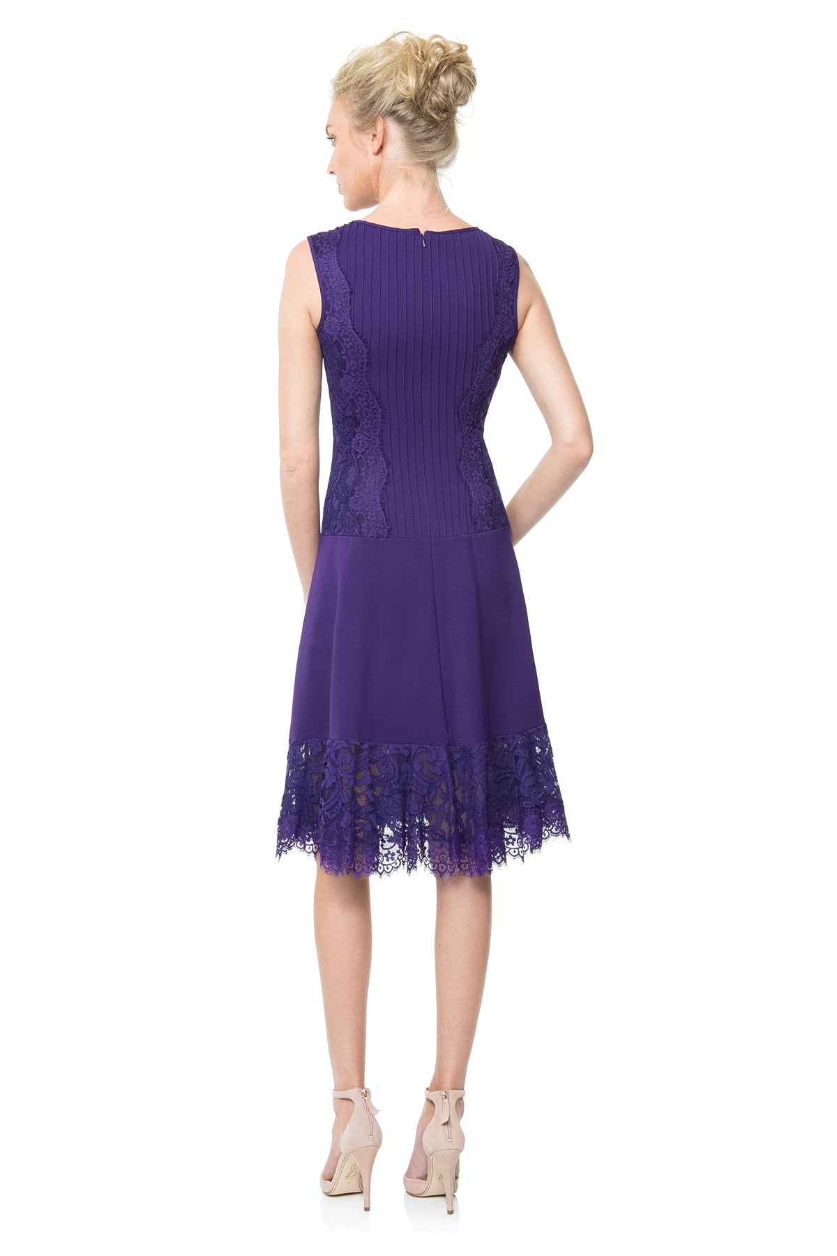 Pintuck Jersey Lace Panel Dress