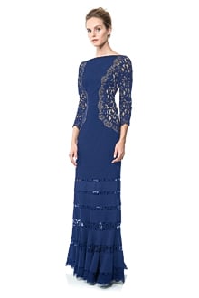 Lace Curved Panel Gown