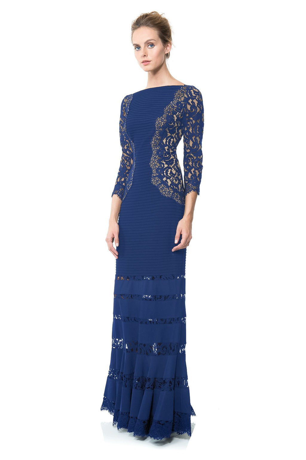 Lace Curved Panel Gown