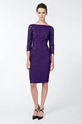 Pintuck Jersey and Lace ¾ Sleeve Dress