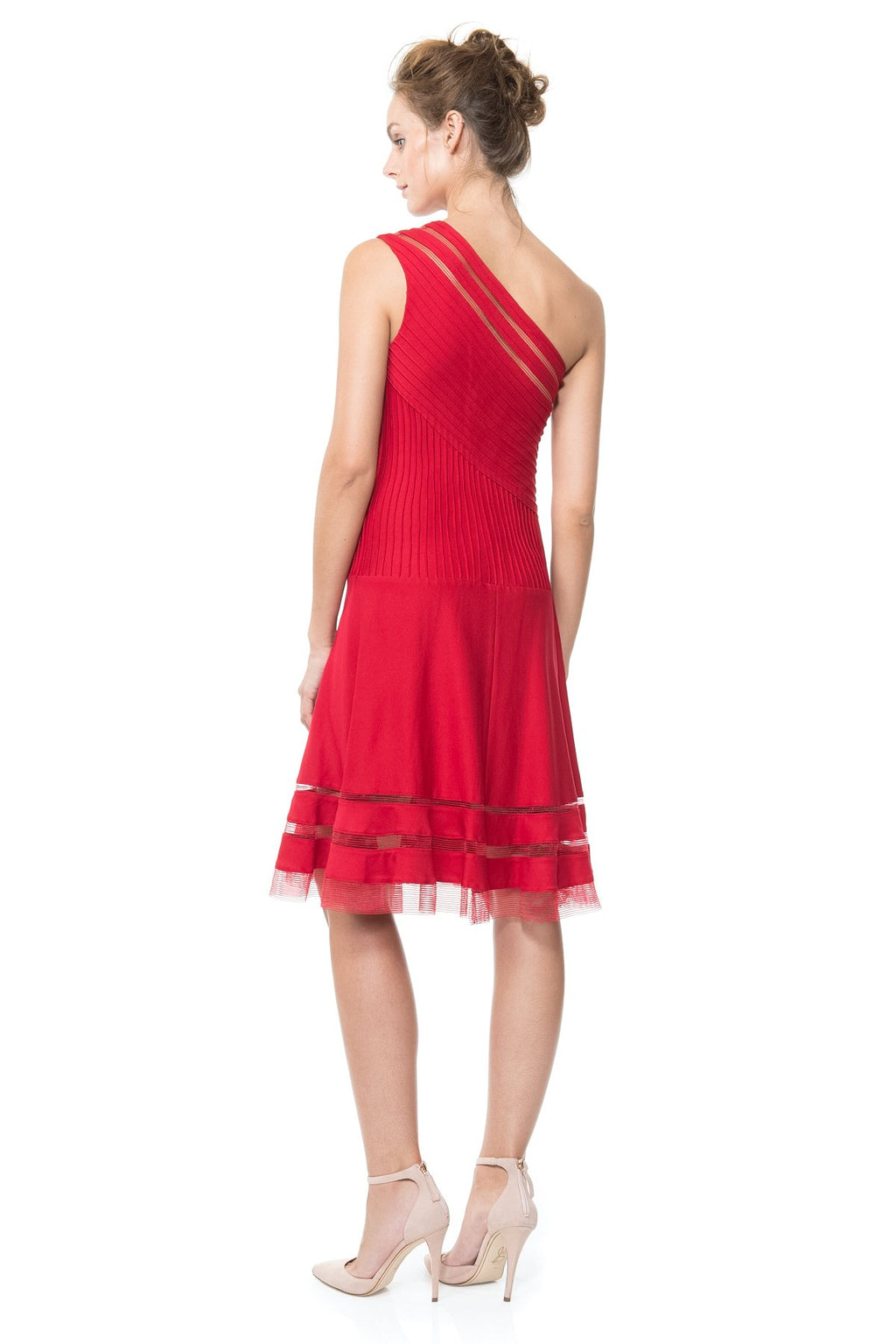 One Shoulder Pintuck Dress