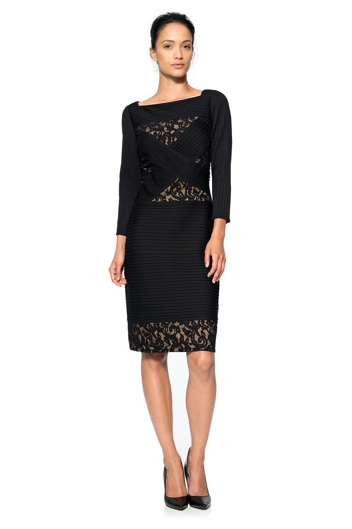 Pintuck Jersey and Lace Sheath