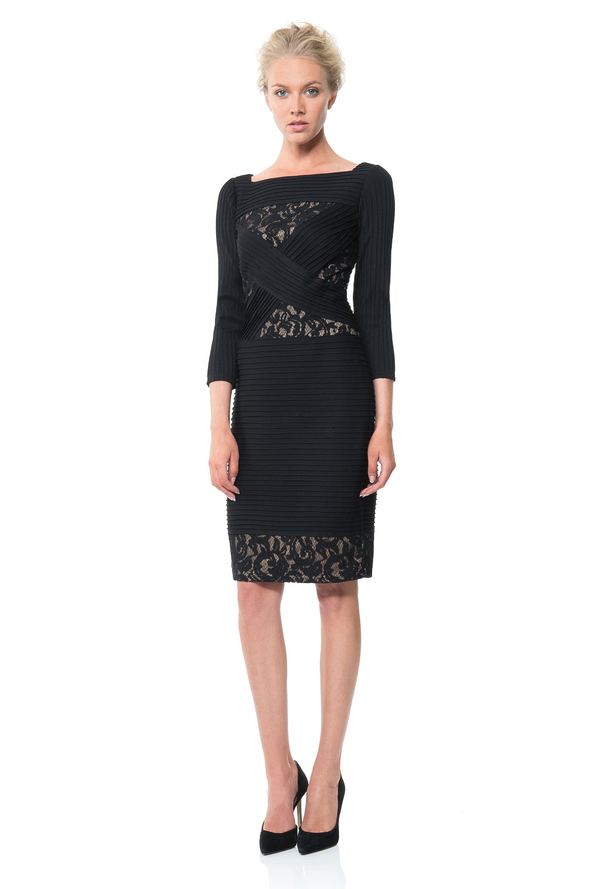 Pintuck Jersey and Lace Sheath