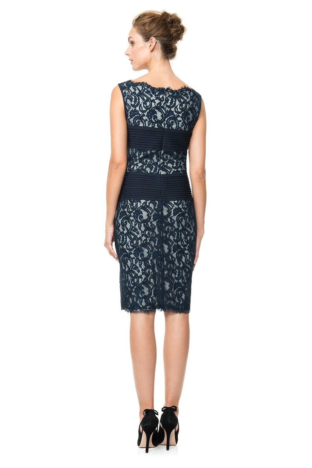 Lace Dress with Pintuck Jersey Waist
