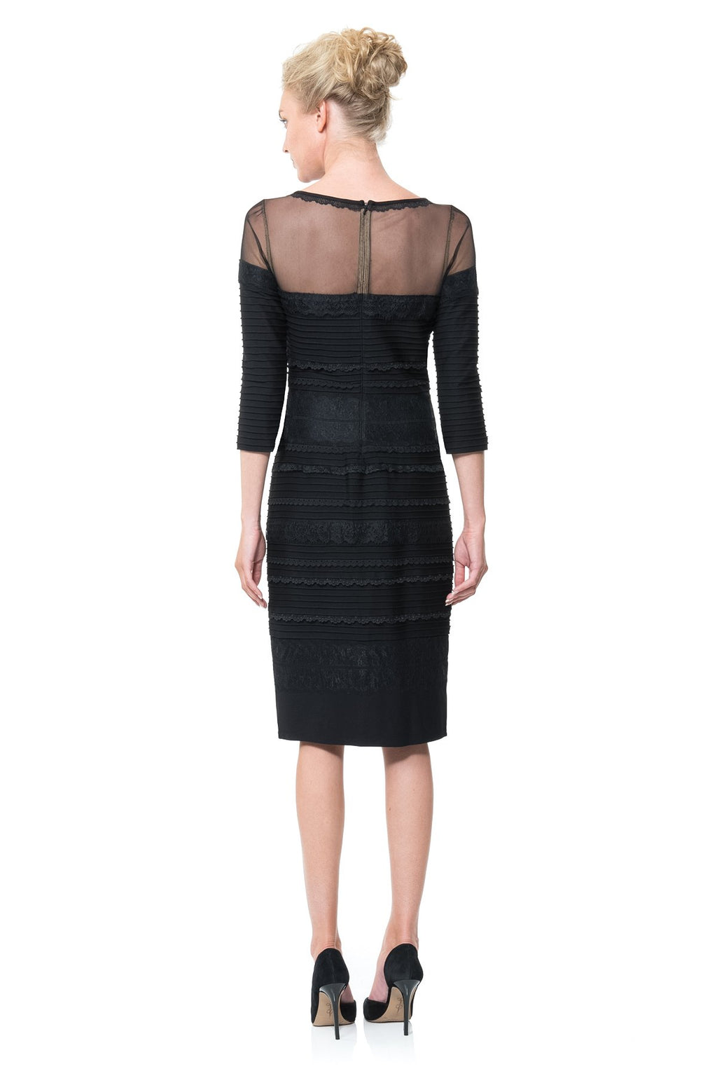 Lace Banded Jersey 3/4 Sleeve Sheath