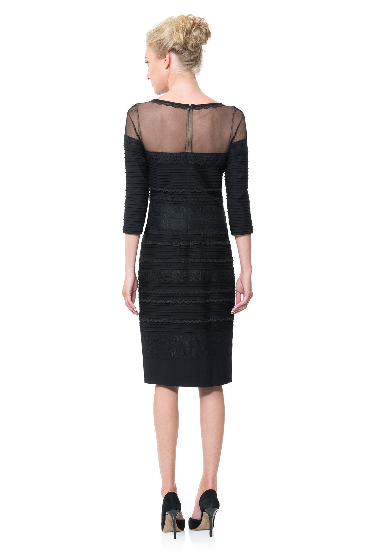 Lace Banded Jersey 3/4 Sleeve Sheath