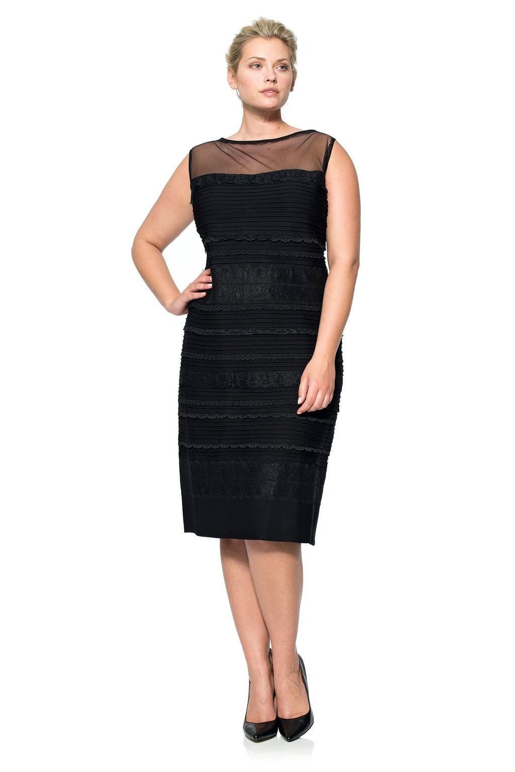 Lace Banded Jersey Sheath - PLUS SIZE