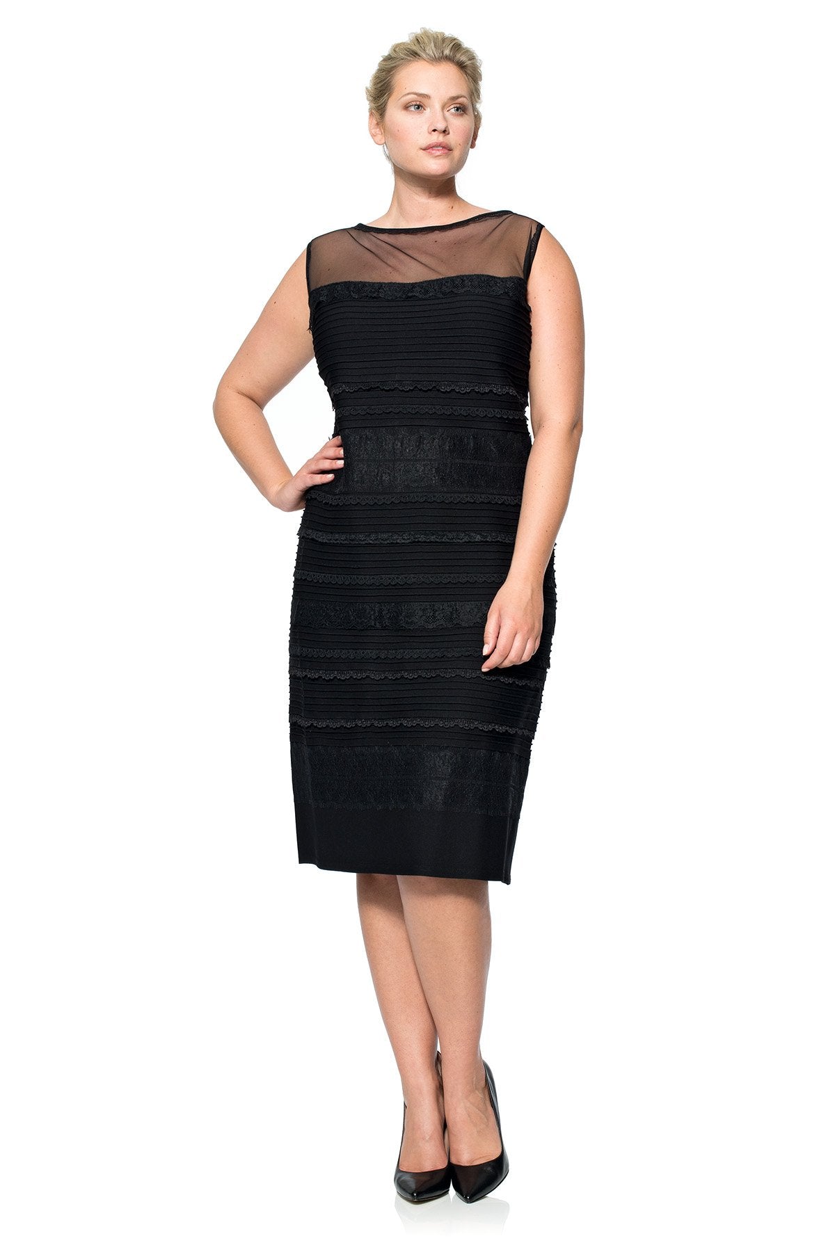 Lace Banded Jersey Sheath - PLUS SIZE