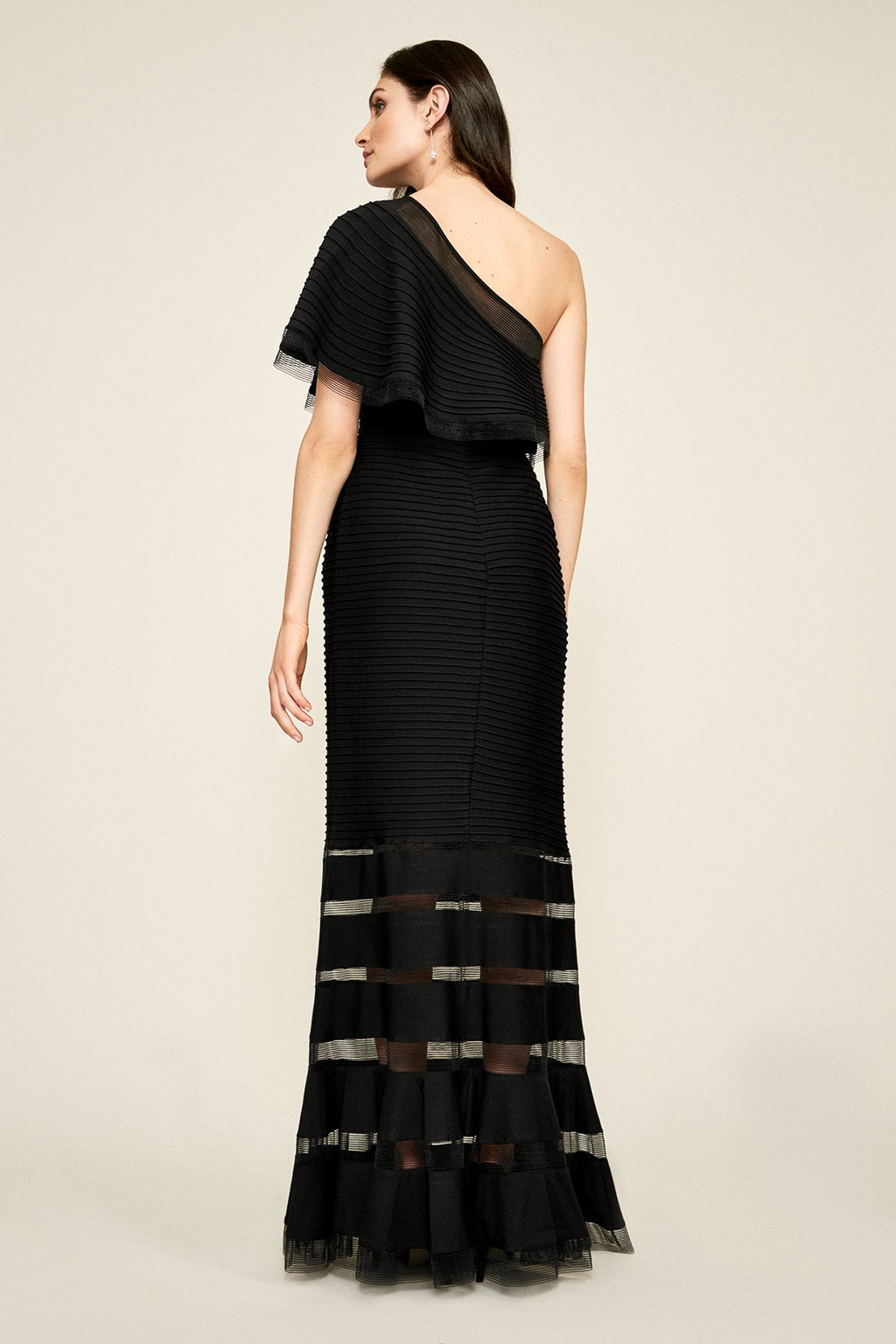 Addison One Shoulder Pintuck Jersey Gown