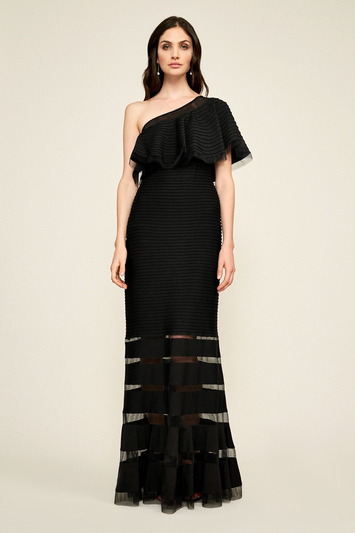Addison One Shoulder Pintuck Jersey Gown