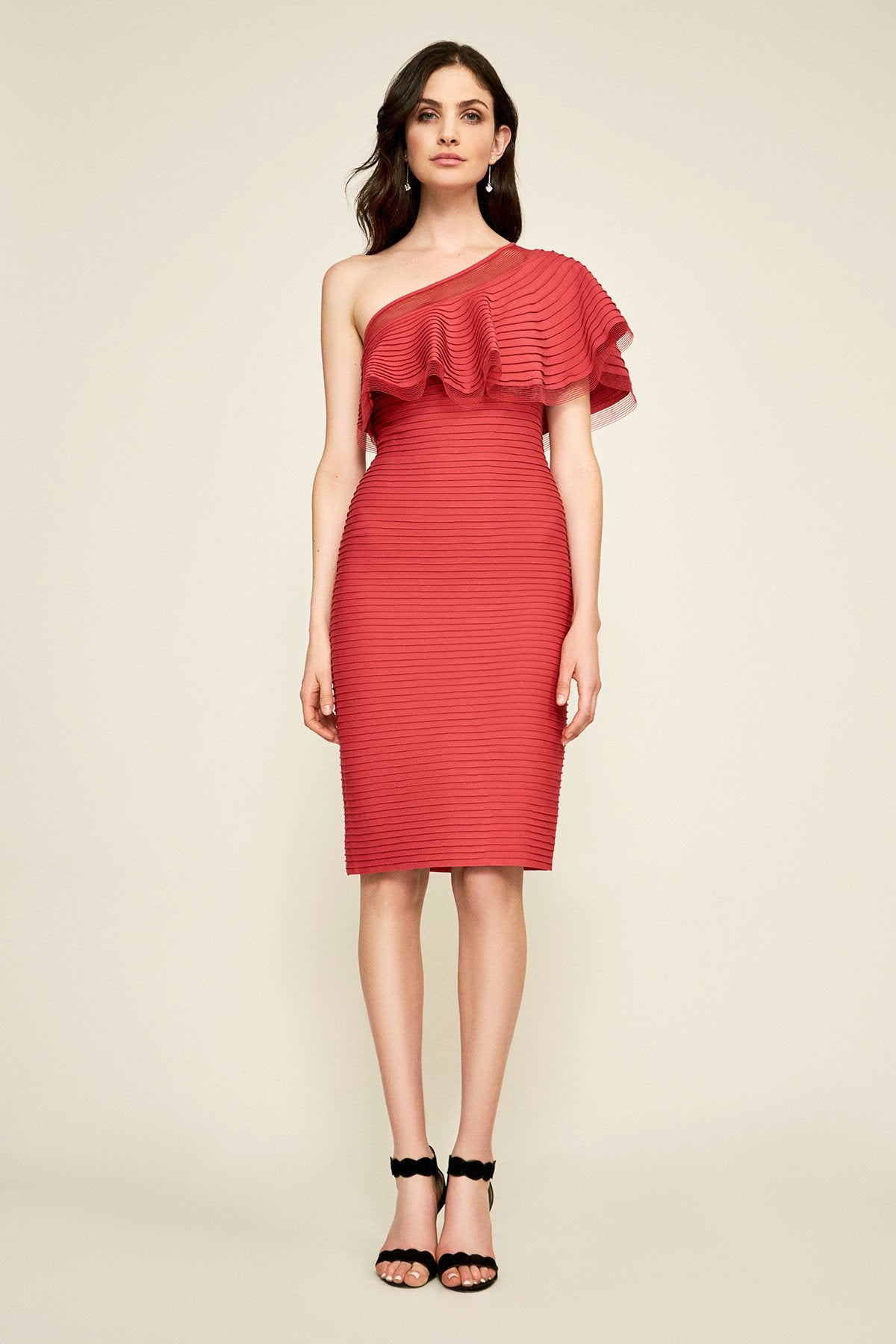 Addison One Shoulder Pintuck Jersey Dress