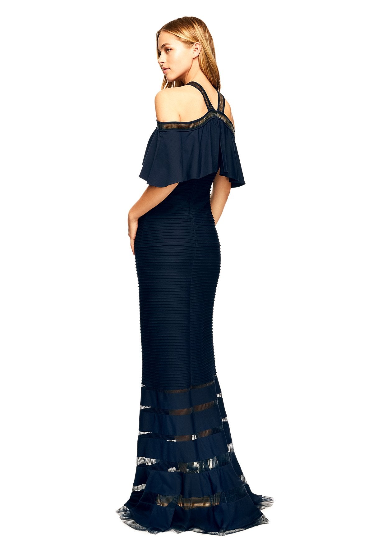 Tadashi Shoji - Crystal Pintuck Jersey?Halter Gown - PETITE