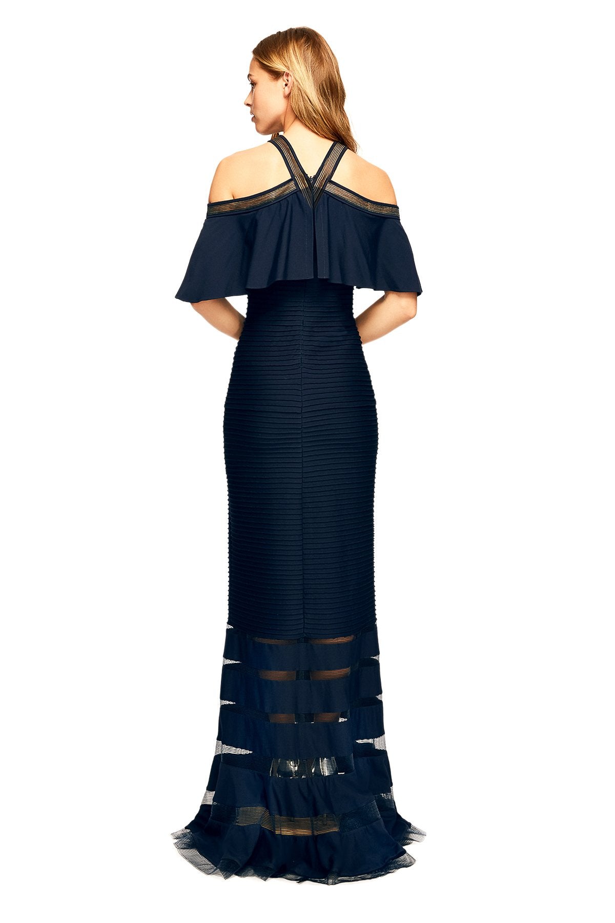 Tadashi Shoji - Crystal Pintuck Jersey?Halter Gown - PETITE