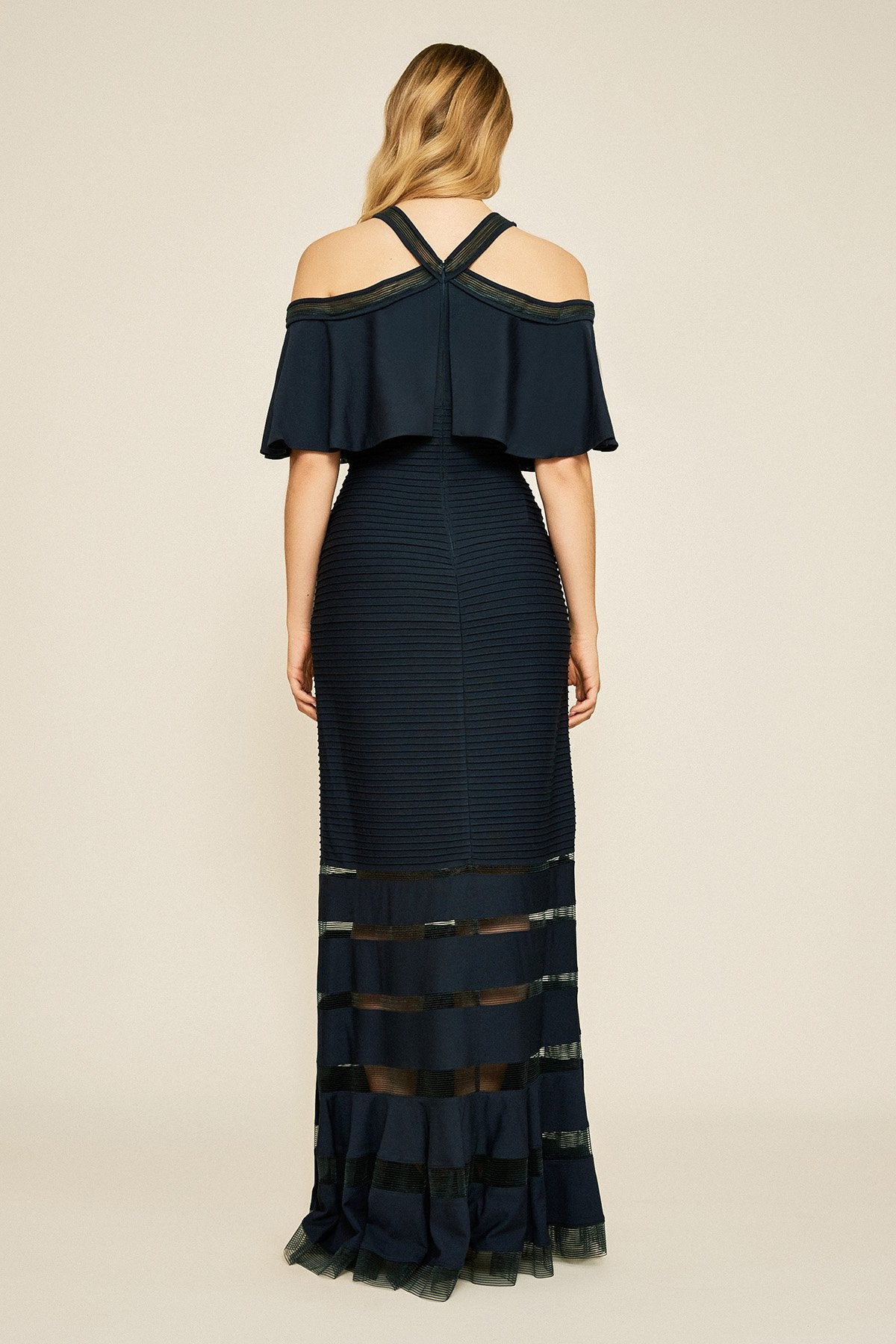Crystal Pintuck Jersey Halter Gown