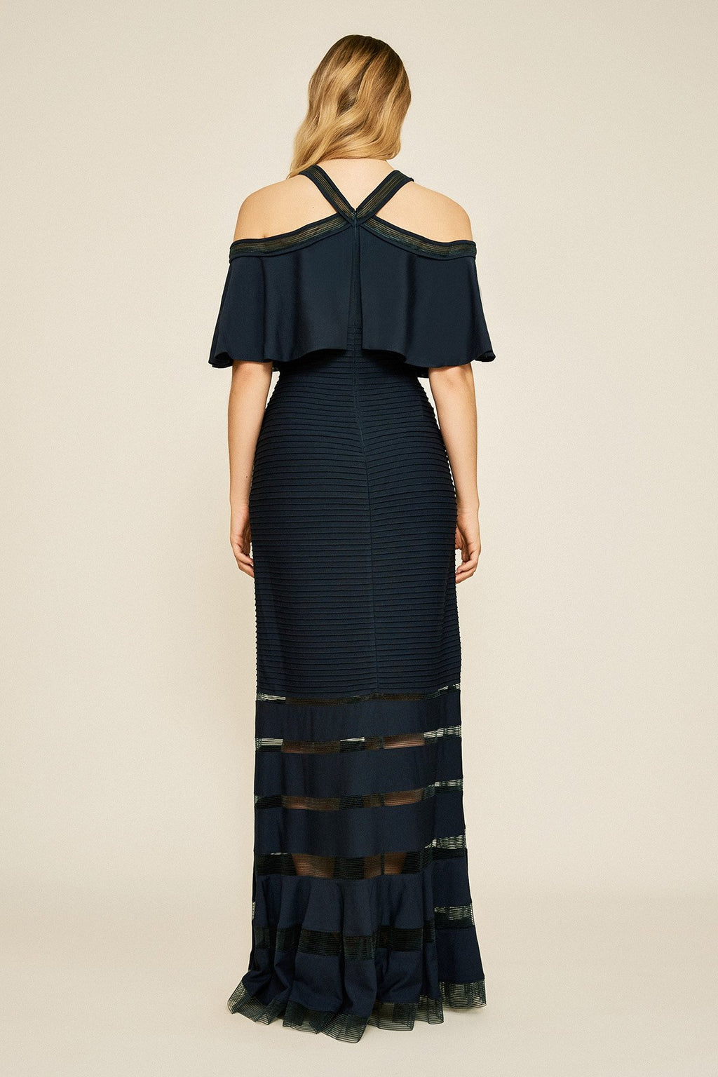 Crystal Pintuck Jersey Halter Gown