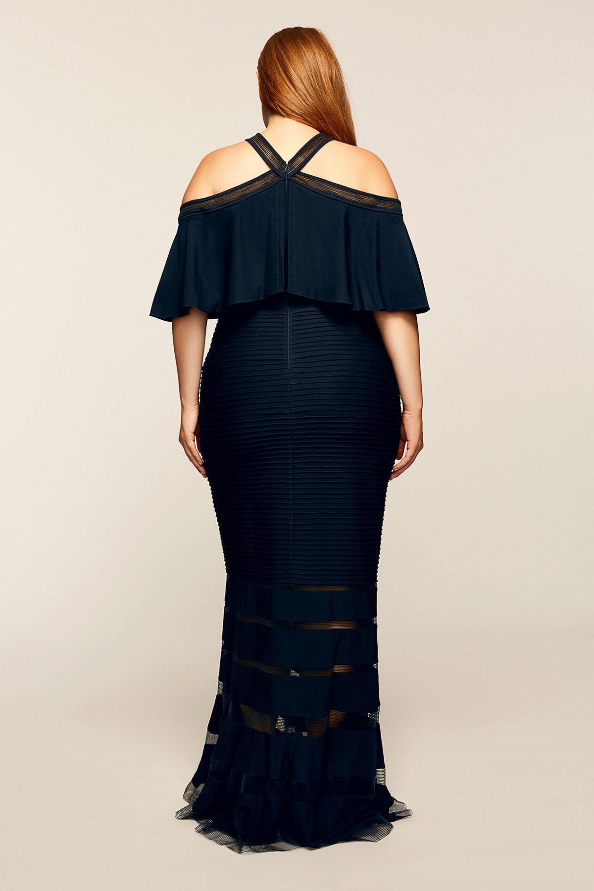 Tadashi Shoji - Crystal Pintuck Jersey?Halter Gown - PLUS SIZE