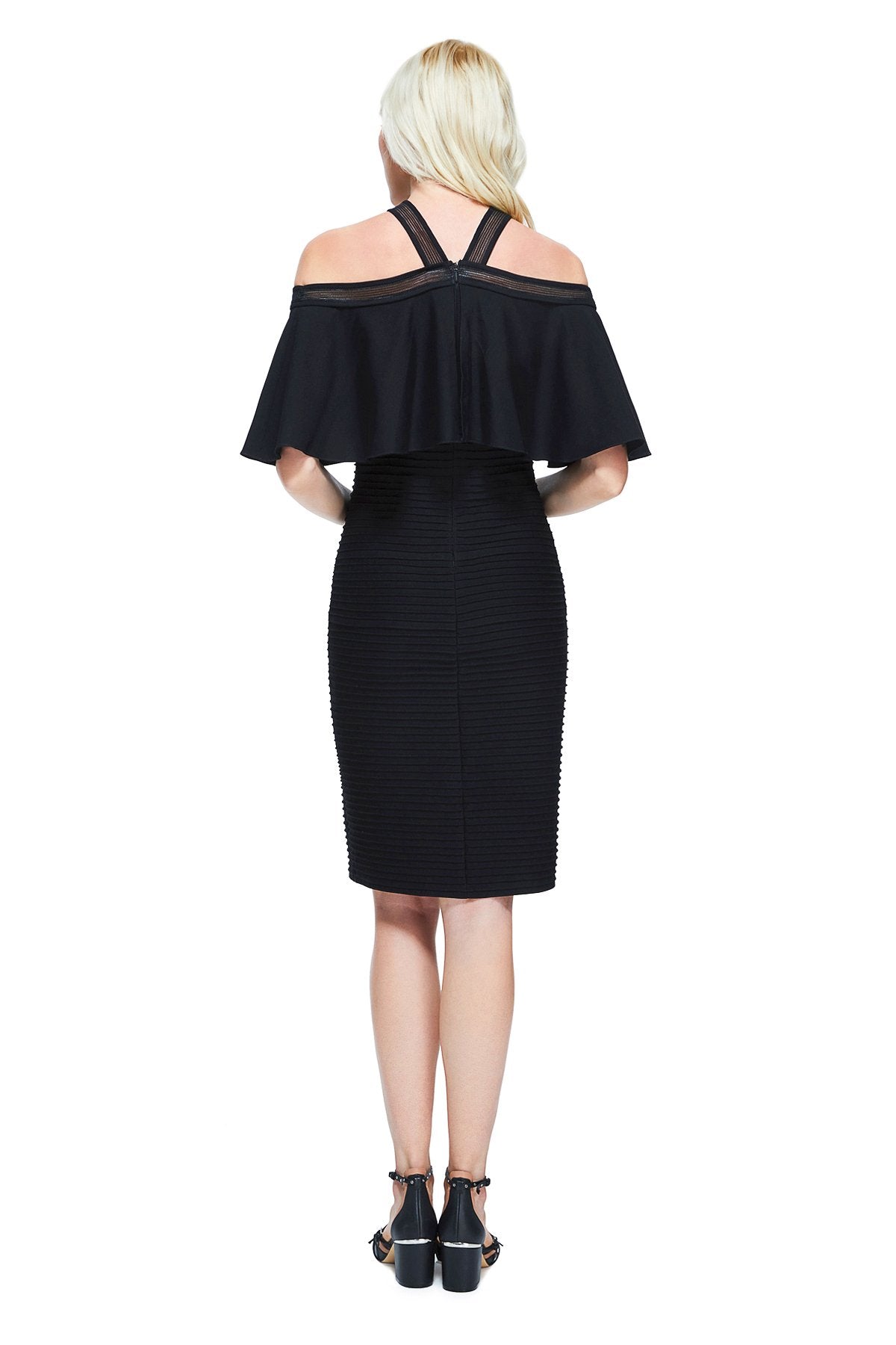 Crystal Pintuck Jersey Halter Dress- PETITE