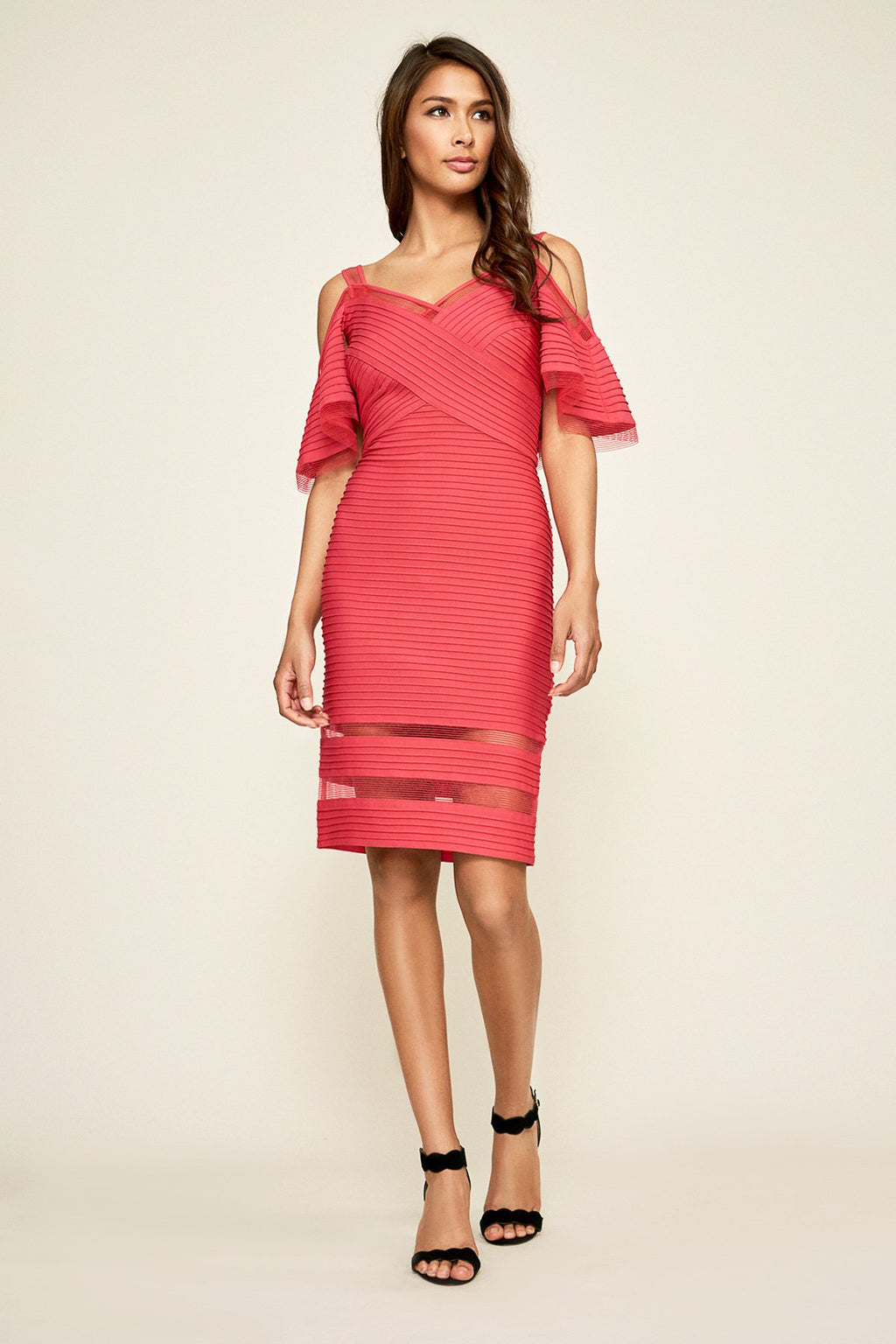 Maliah Cold-Shoulder Pintuck Jersey Dress