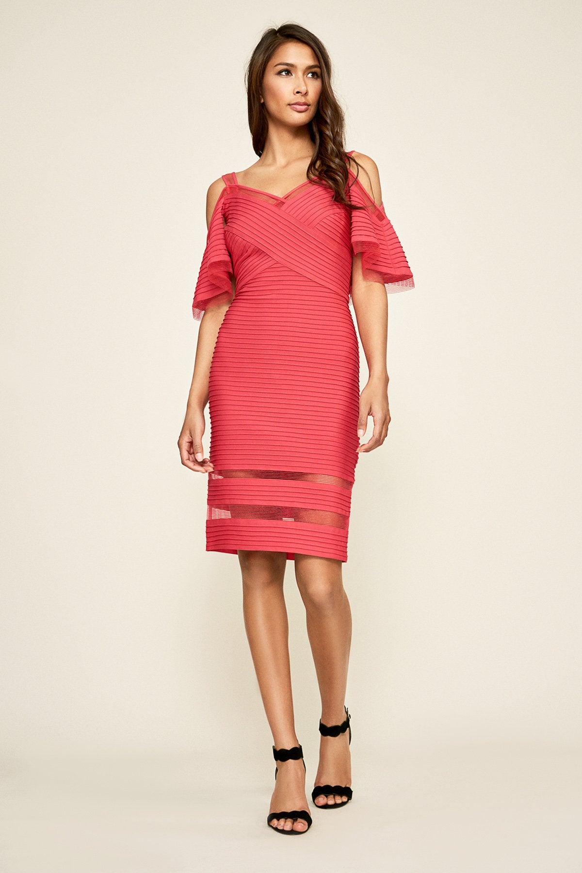 Maliah Cold-Shoulder Pintuck Jersey Dress