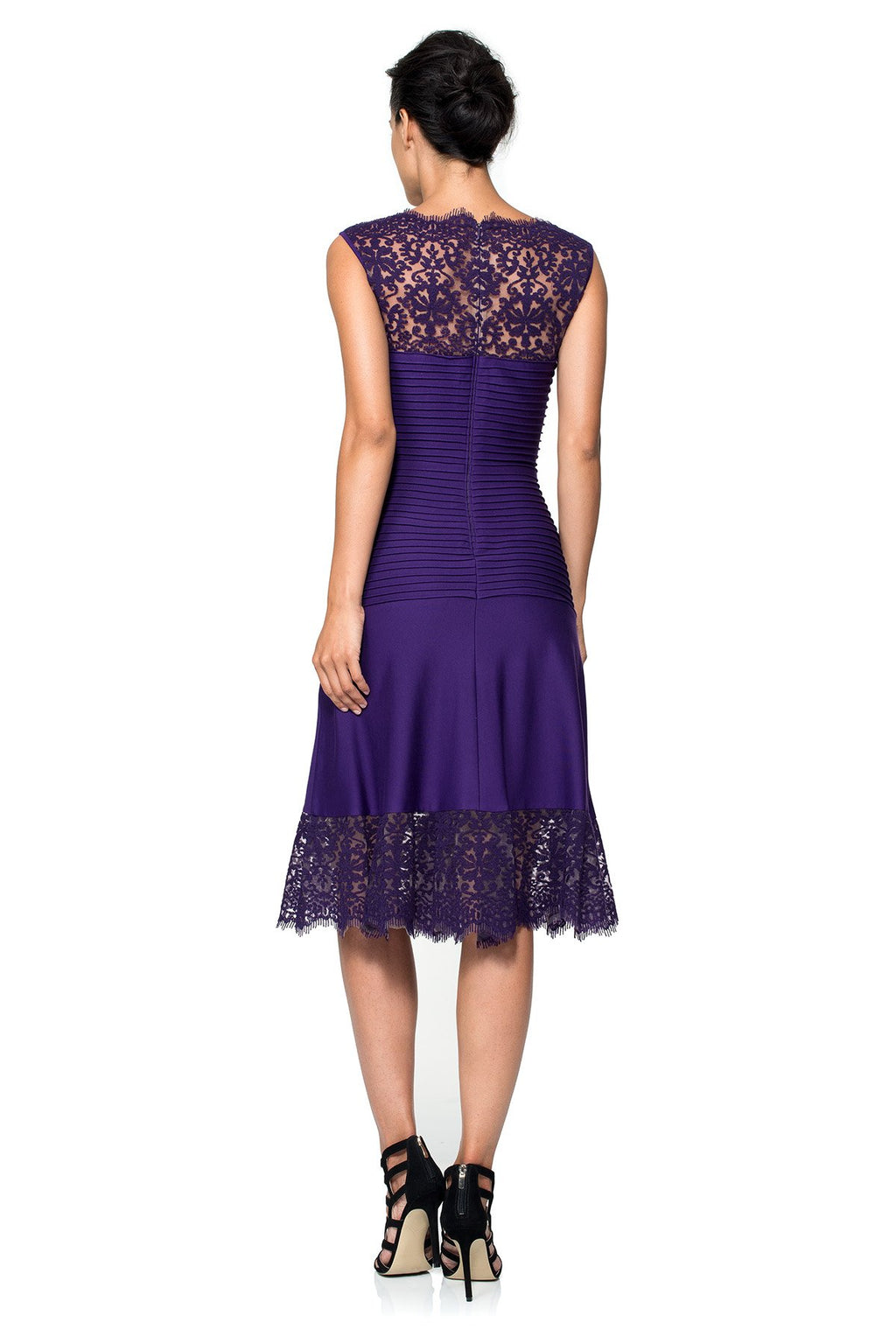 Pintuck Jersey and Lace A-Line Dress