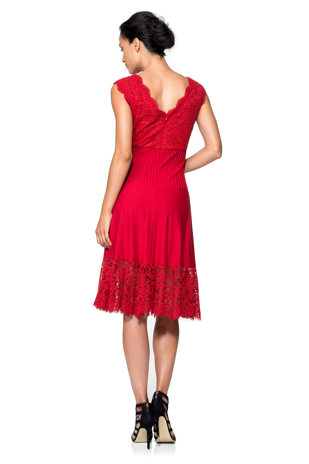 Pintuck Jersey and Lace Dress