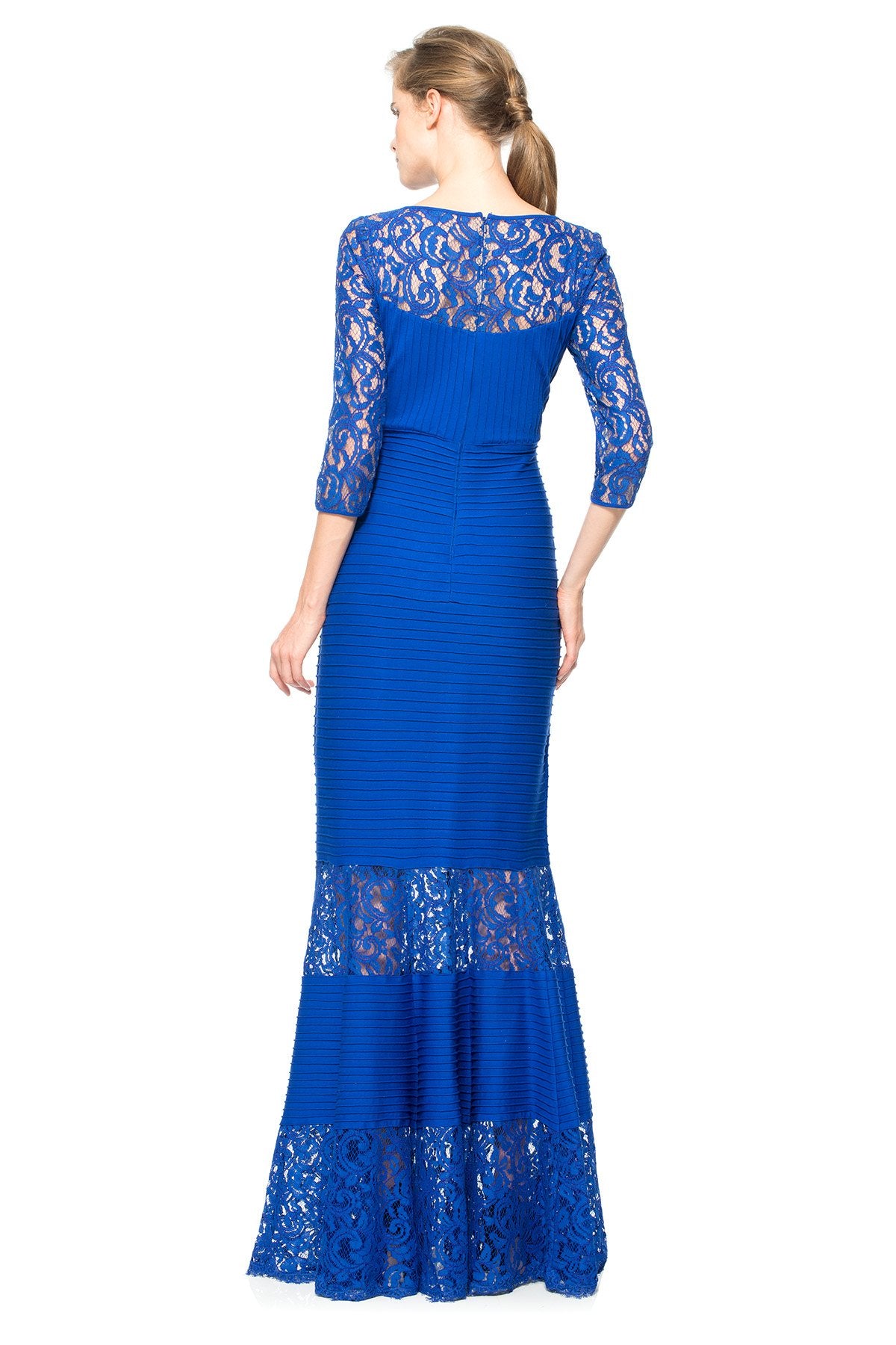Pintuck Jersey Gown with Sweetheart Illusion Neckline